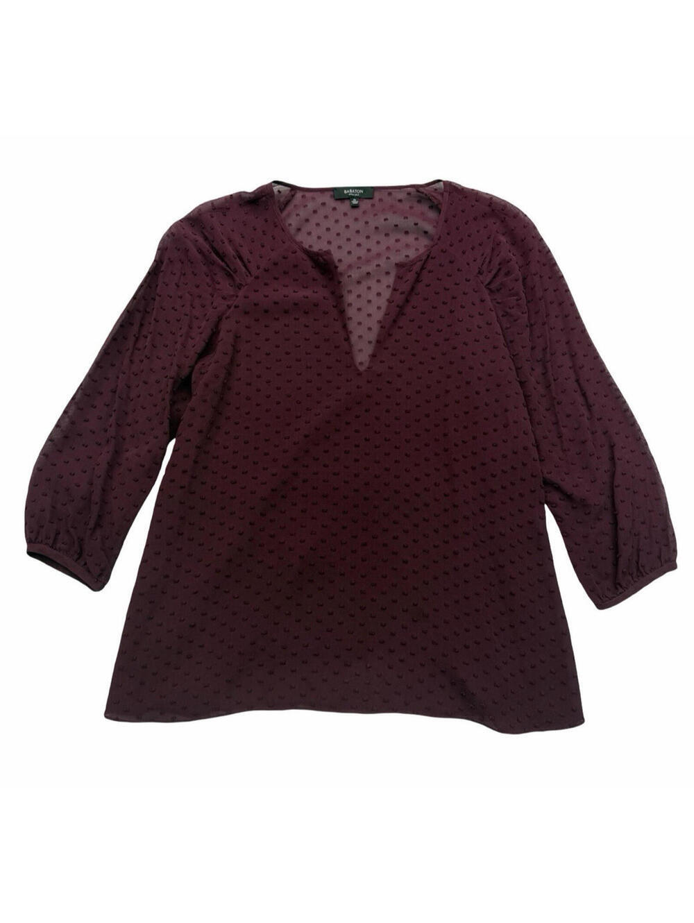 Aritzia Babaton Silk Augustus Blouse Textured Dotted Burgundy Size XS